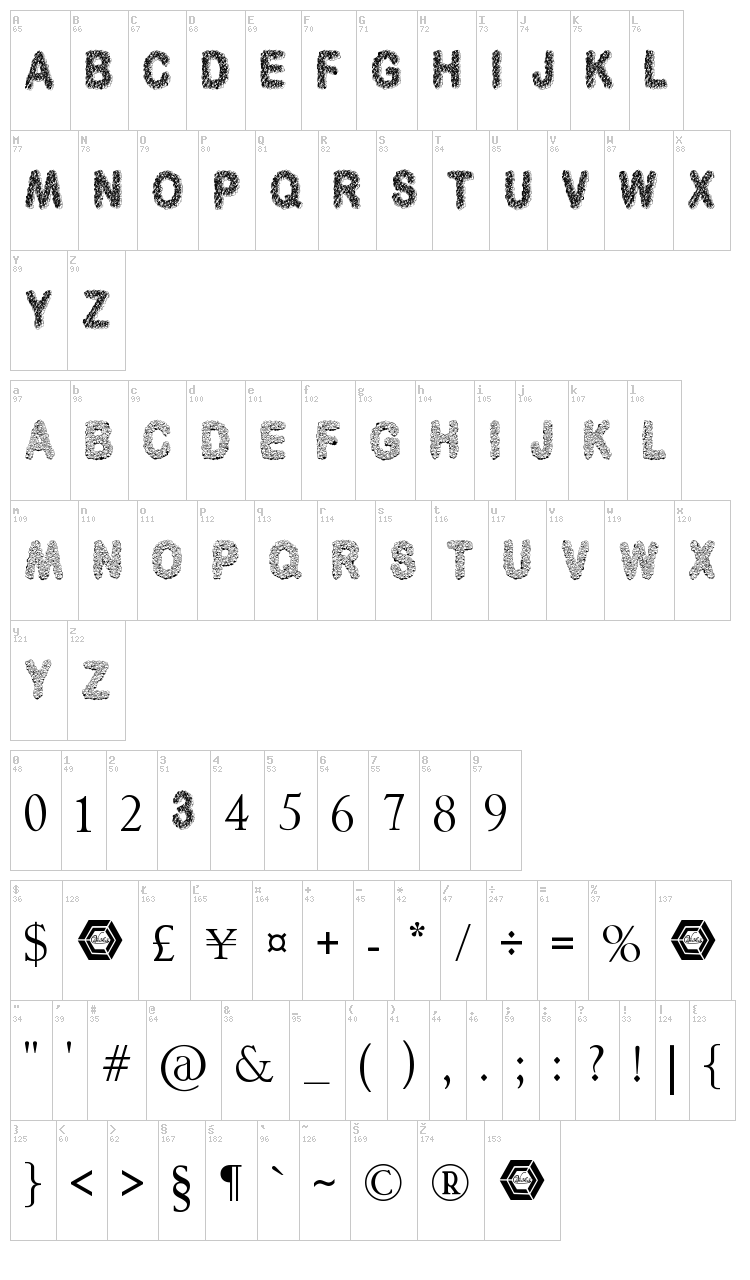 3D Cubes font map